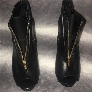 Black BCBG Leather Zip-up Booties